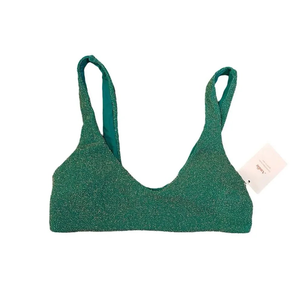Andie Swim Delrey Bikini Top in Turquoise S NWT